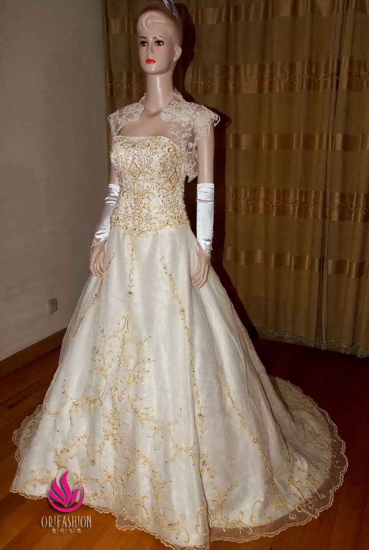 Orifashion HandmadeReal Custom Made Embroidery Wedding Dress RC1